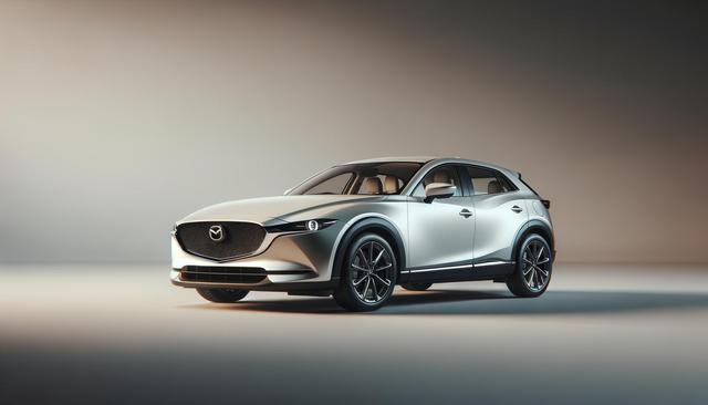 Silver SUV with sleek design and modern headlights, shown in a studio with soft lighting.