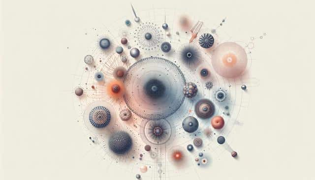 Abstract image of interconnected, multicolored circular shapes and lines resembling a cosmic network.