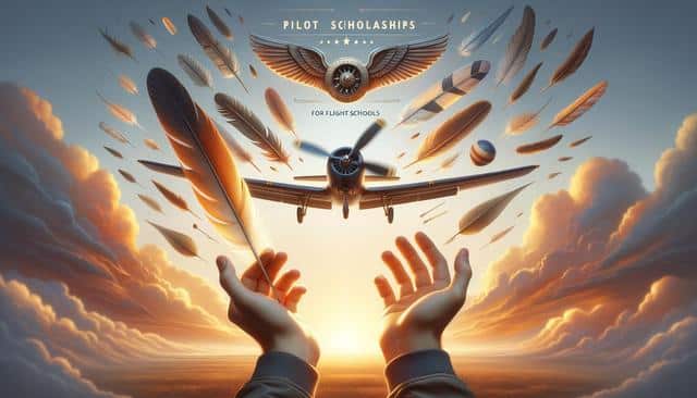Hands reaching toward a flying plane surrounded by feathers, against a sunset sky.