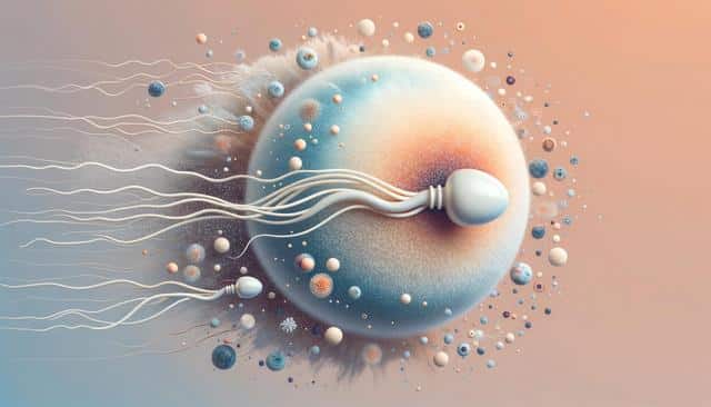 Abstract image of large and small spheres with trailing lines on a gradient background.